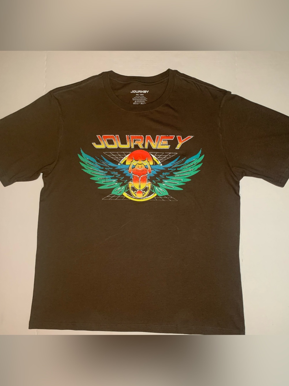 Journey Band Graphic T-Shirt Men’s XXL Brown Front Back Print Rock Music